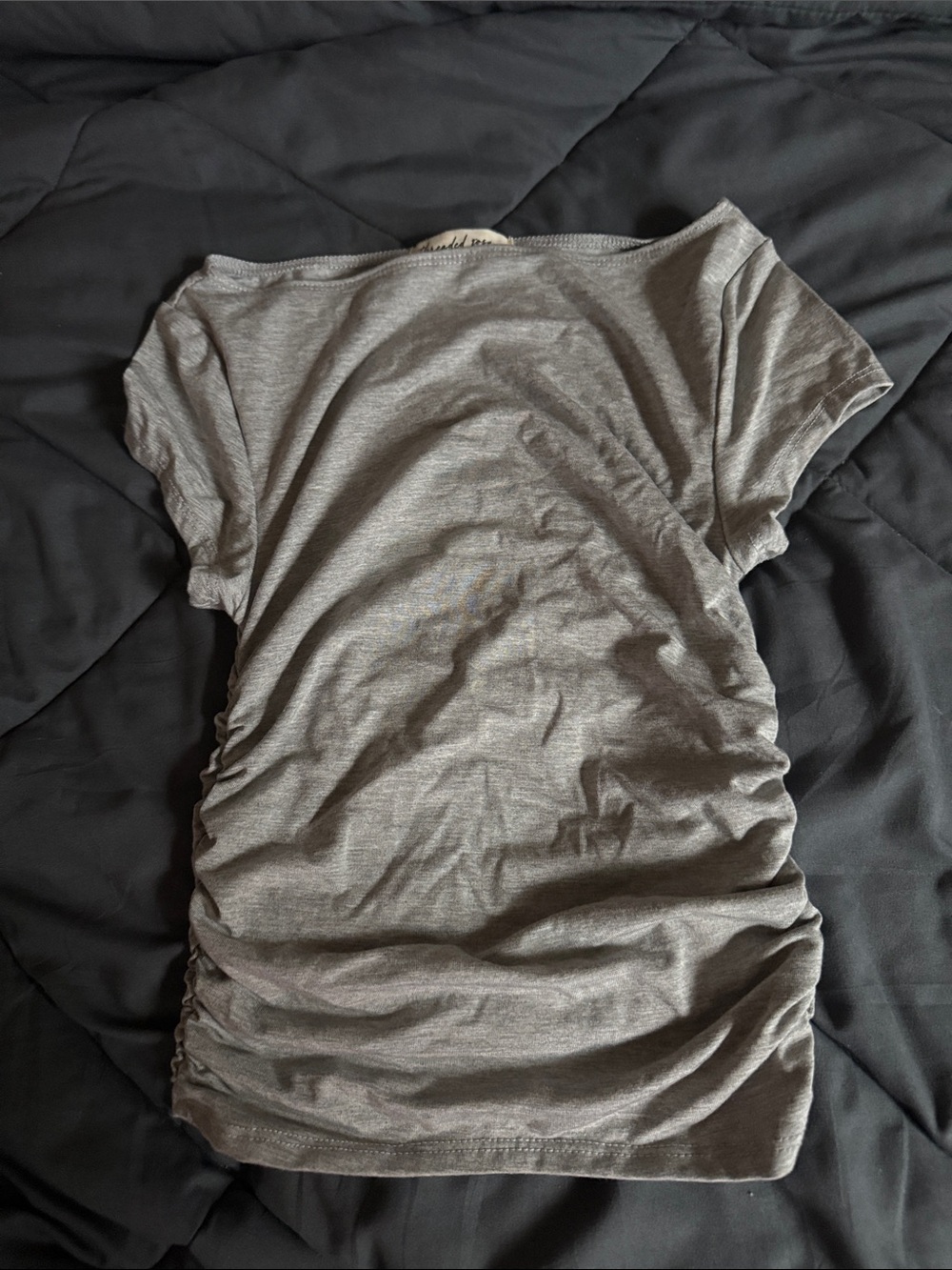 Ruched Side Short Sleeve Tee in Heather Gray - Unbranded